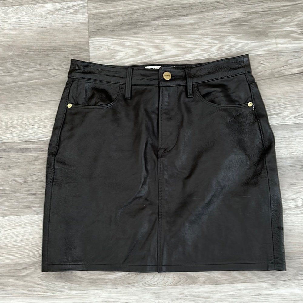 Frame 100% Leather Mini Skirt